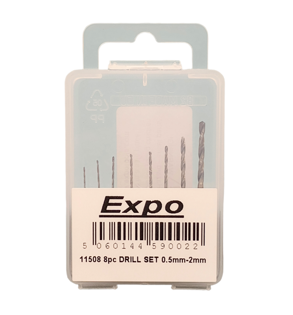 Expo Tools 8pc HSS drill set 0.5–2.0mm 11508
