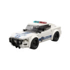 CaDA Midnight Pursuit Police Car C55063W white and blue brick model, front three-quarter view