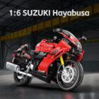 CaDA Suzuki Hayabusa C64051W red and black motorcycle model on display