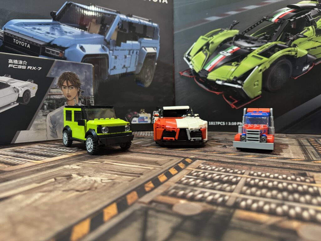CaDA brick-built cars in different models scales