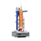 CaDA NASA SLS Artemis C56049W rocket and blue launch tower on grey display base