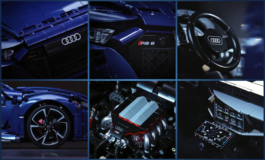Detailed V8 engine in CaDA Audi RS 6 Avant 1:8 model